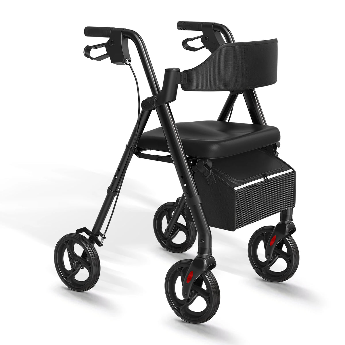 Maidesite Foldable Steel Rollator Walker With Seat For Seniors
