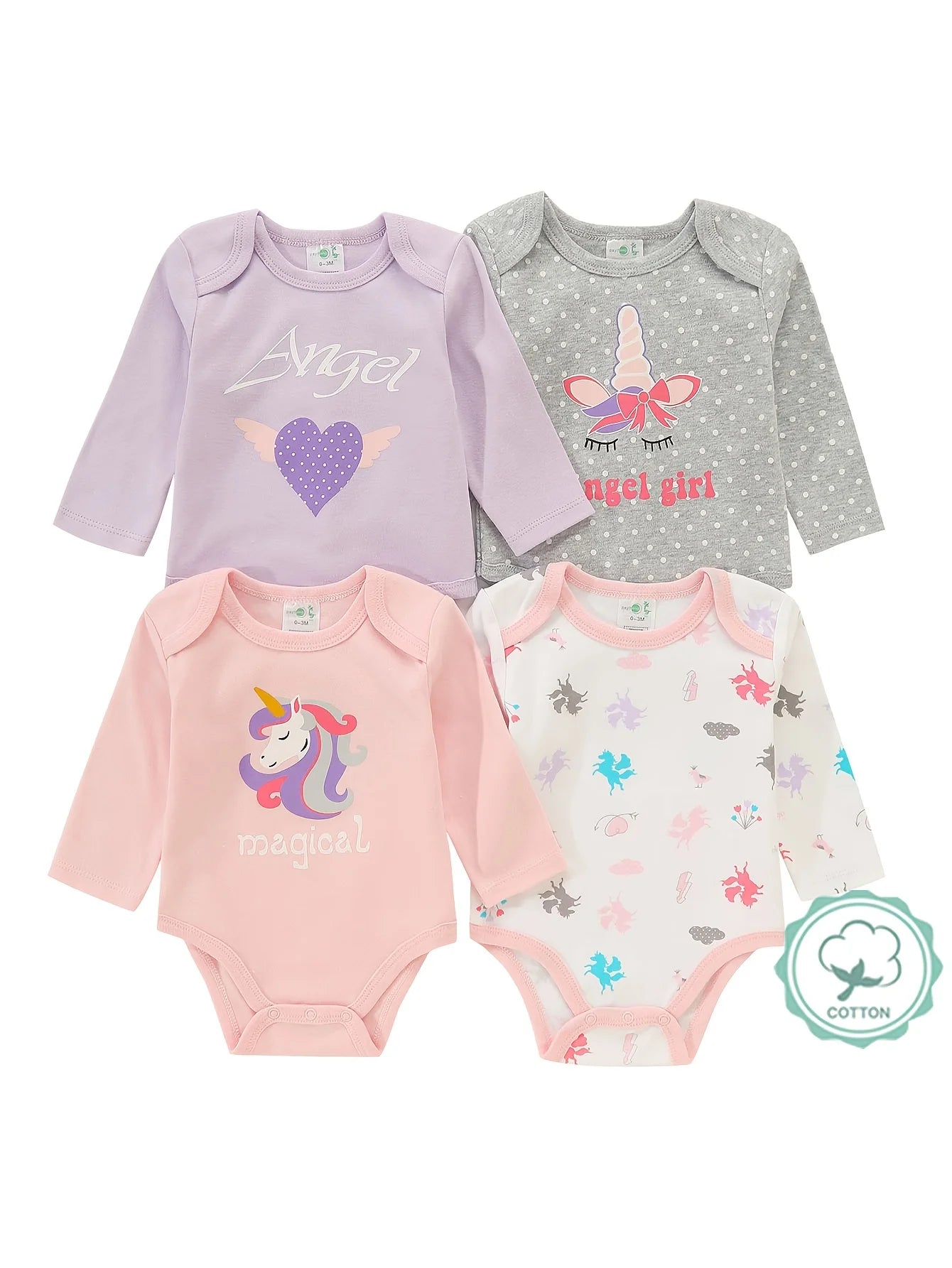 Cute Cotton Long Sleeve Baby Girls Bodysuits