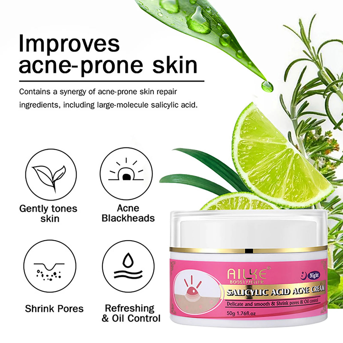 Ailke Organic Anti Acne Face Cream With Oil Control Brightening
