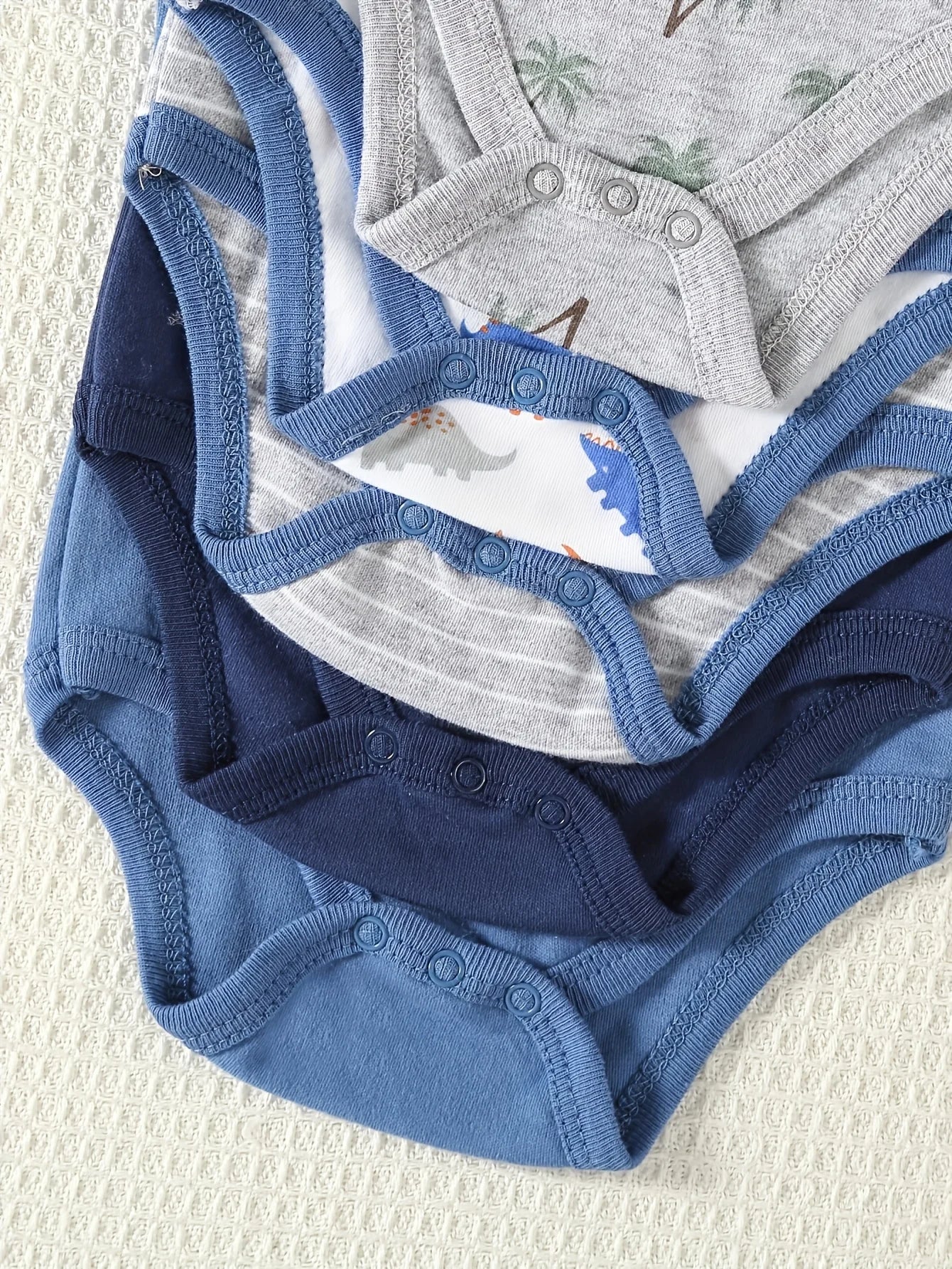 5pcs Baby Boy Dinosaur Romper Short Sleeve Onesies Soft Cotton
