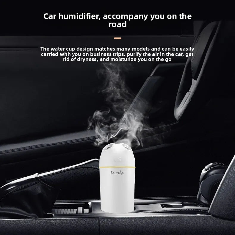 Portable Dual Nozzle Humidifier With Silent Mist And Night Light