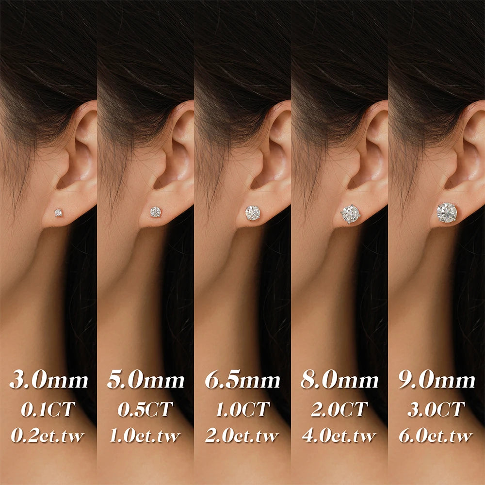 Attagems D VVS1 Moissanite Four Claw Sterling Silver Stud Earrings