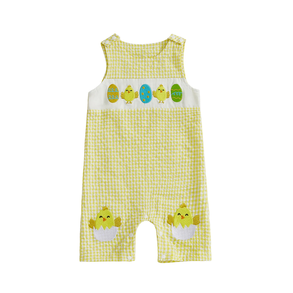 Cotton Polyester Baby Romper With Embroidery And Buttons