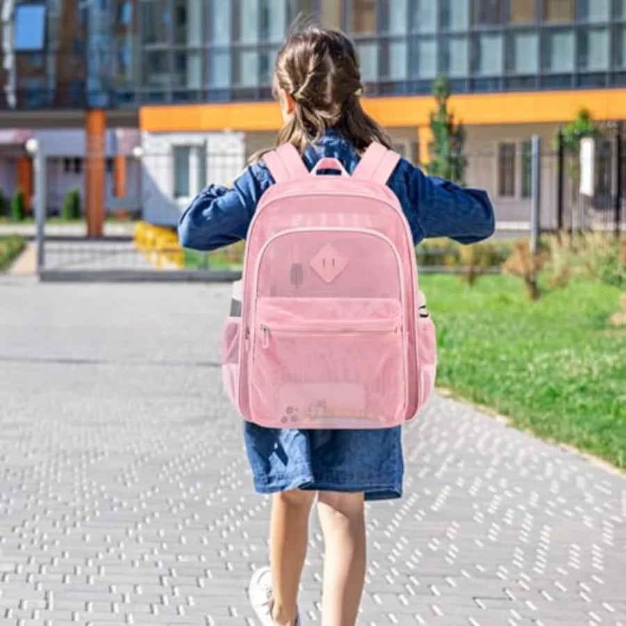 Heavy Duty Transparent Mesh Backpack For School And Sports