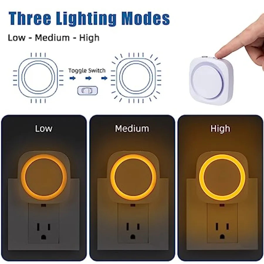 Four Pack Auto Dimmable Night Lights With Dust To Dawn Sensor