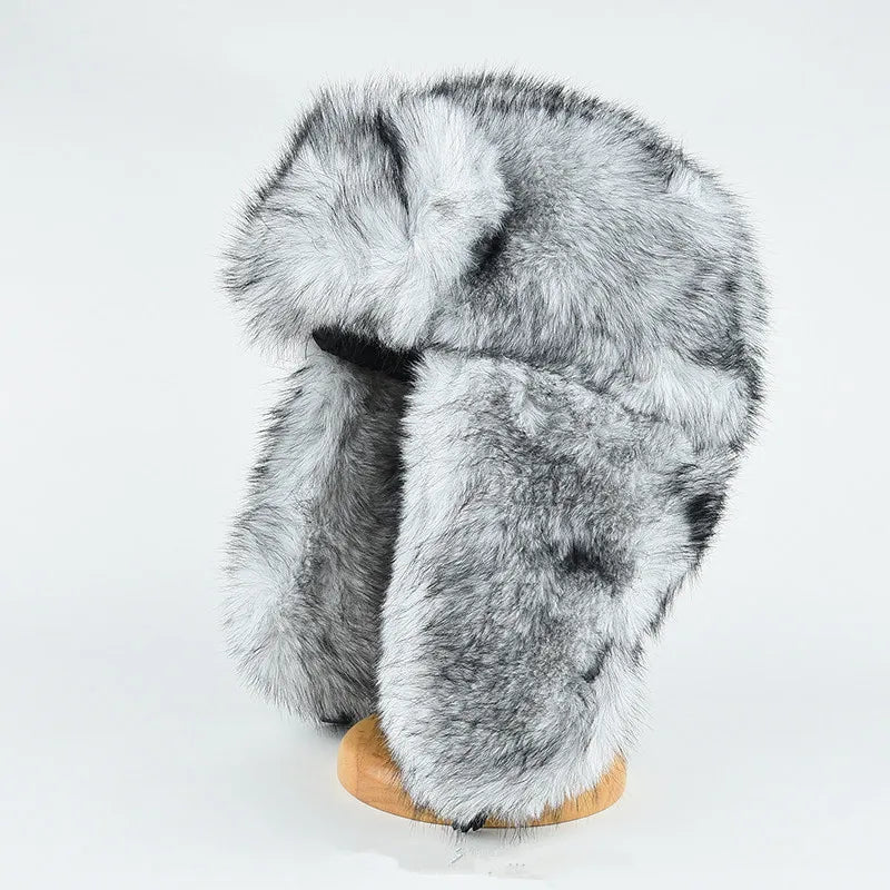 Premium Faux Mink Lei Feng Winter Hat With Plush Ears