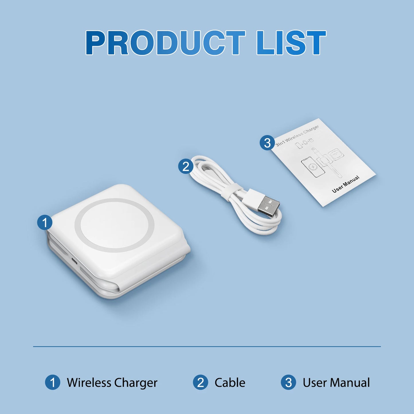 15W Magnetic Wireless 3 In 1 Foldable Charging Station