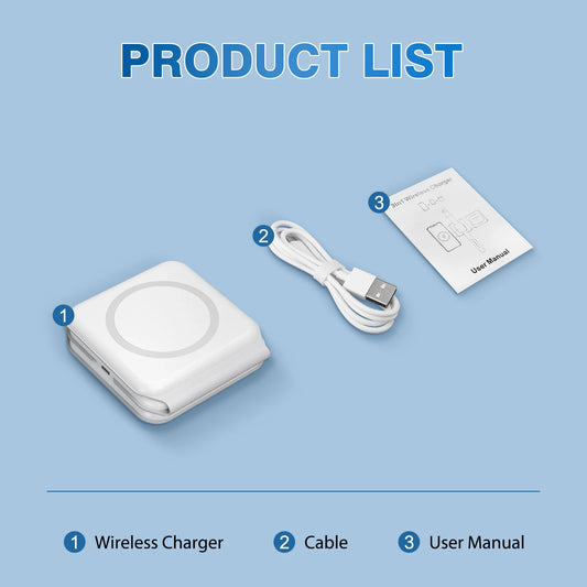 15W Magnetic Wireless 3 In 1 Foldable Charging Station