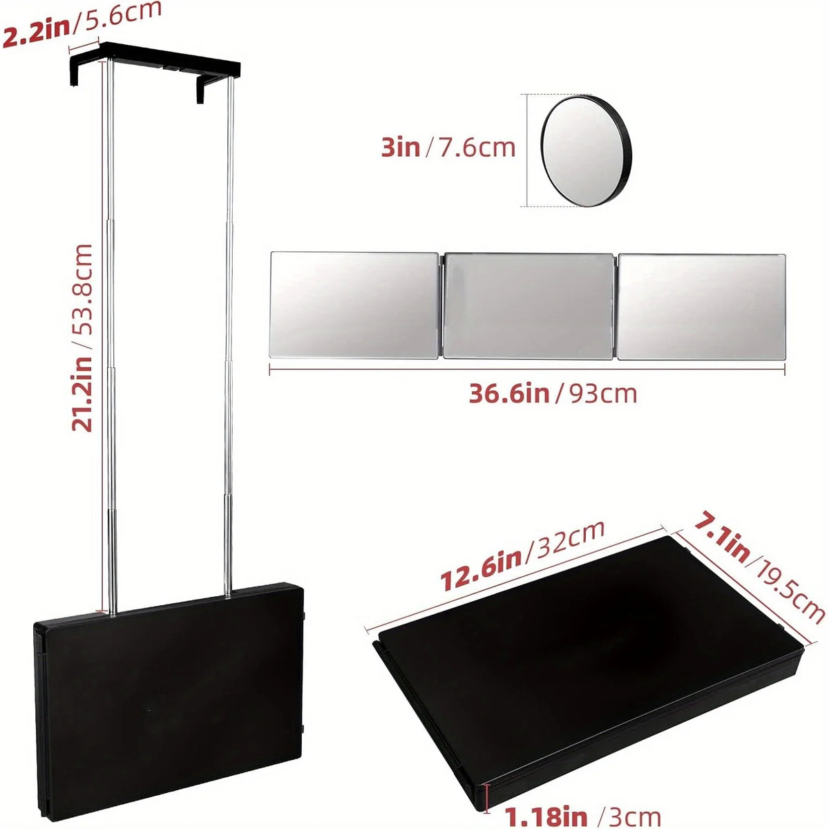 Adjustable Trifold Barber Mirror For Home Hair Styling